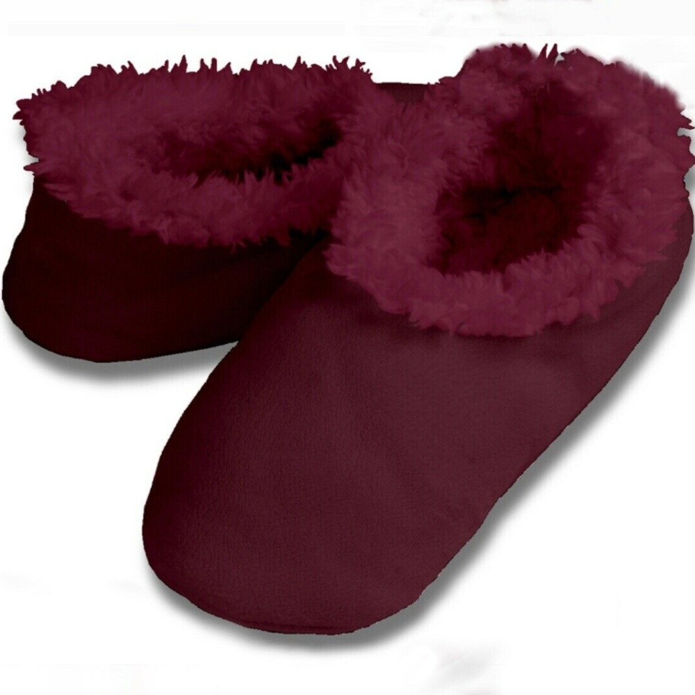 Snoozies Maroon Solid Tween Non-Skid Slippers Warm